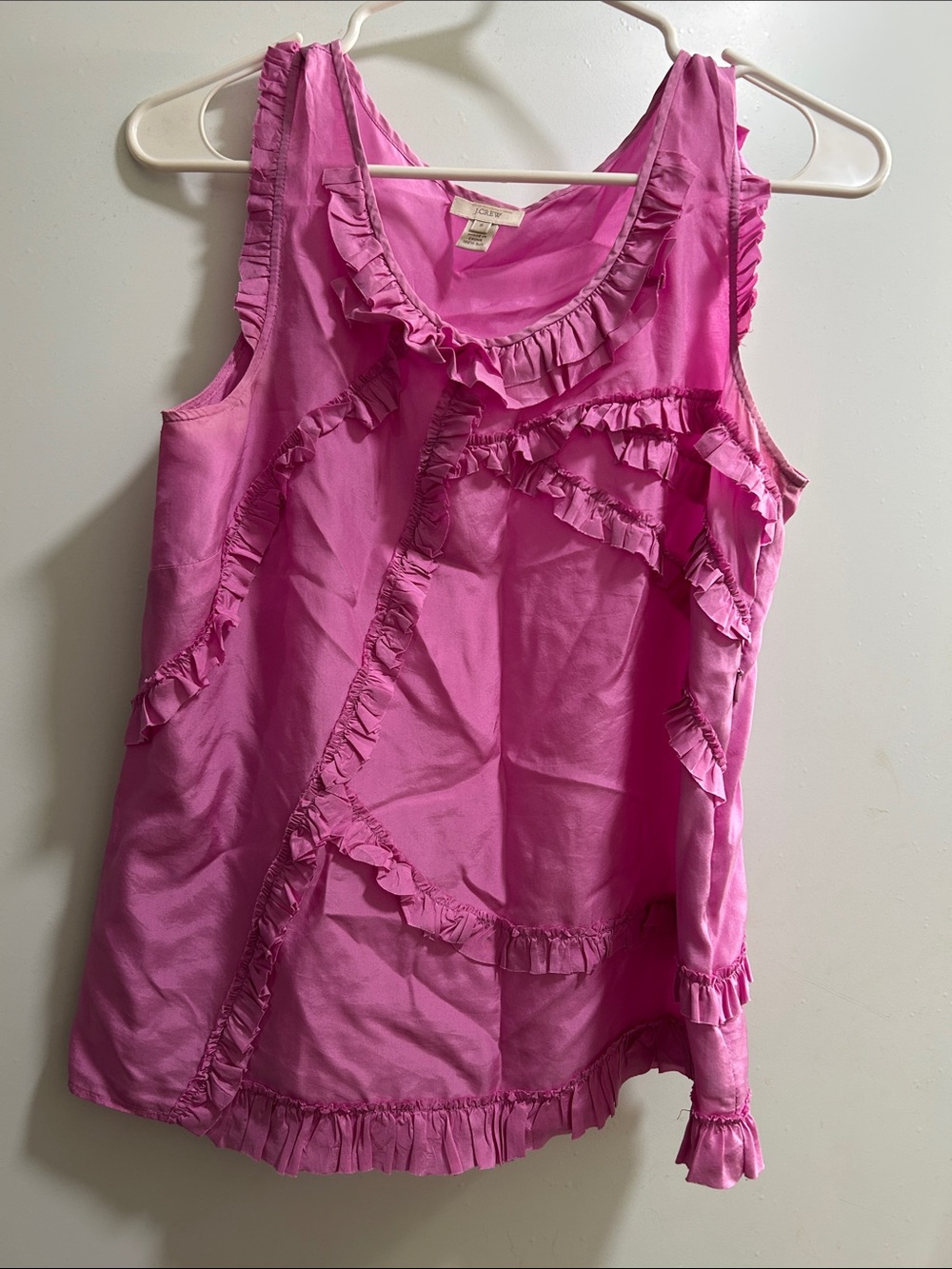 J. Crew Pink Ruffle Sleeveless Tank Top